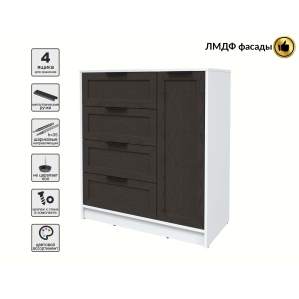 Тумба Тренд КТ-Т90 (Белый платинум ЛДСП/ Дуб английский ЛМДФ) Ш900 В1020 Г451